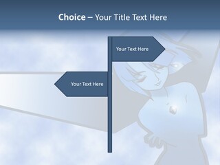 A Woman Holding A Sign With A Sky Background PowerPoint Template