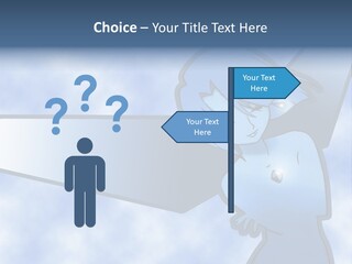 A Woman Holding A Sign With A Sky Background PowerPoint Template