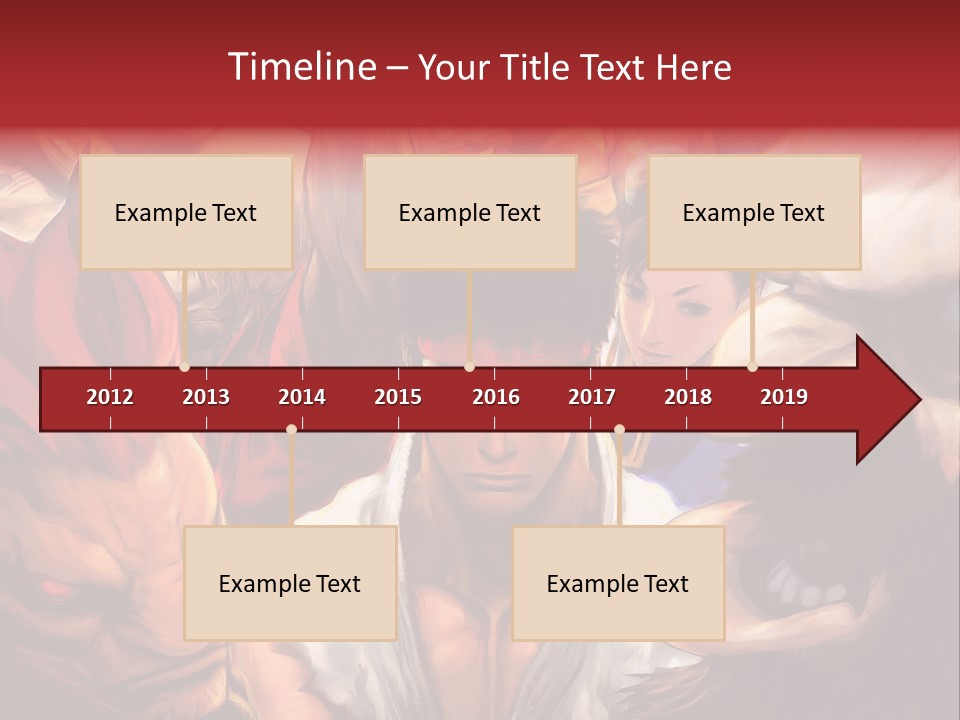 A Group Of Anime Characters With A Red Background PowerPoint Template