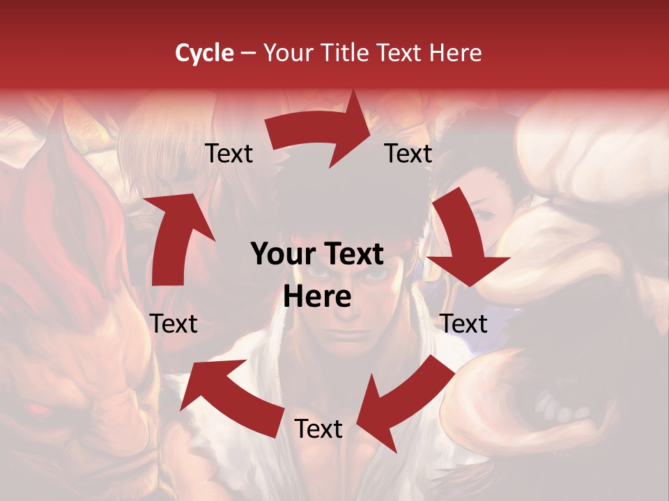 A Group Of Anime Characters With A Red Background PowerPoint Template