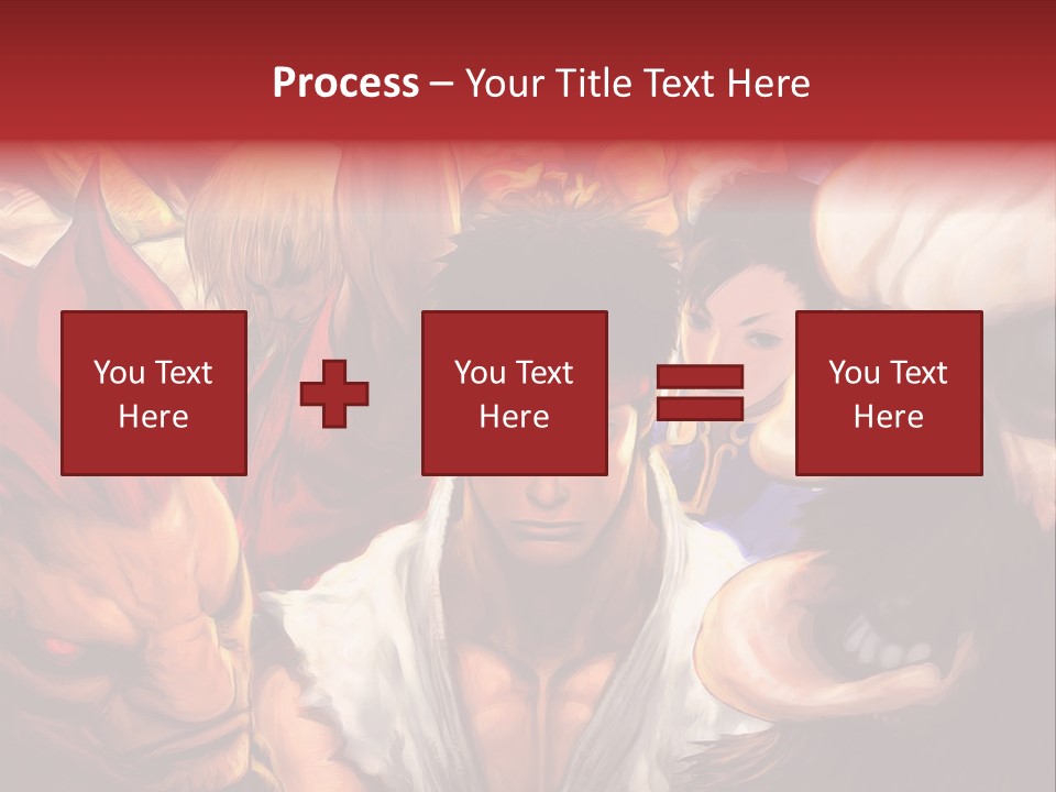 A Group Of Anime Characters With A Red Background PowerPoint Template