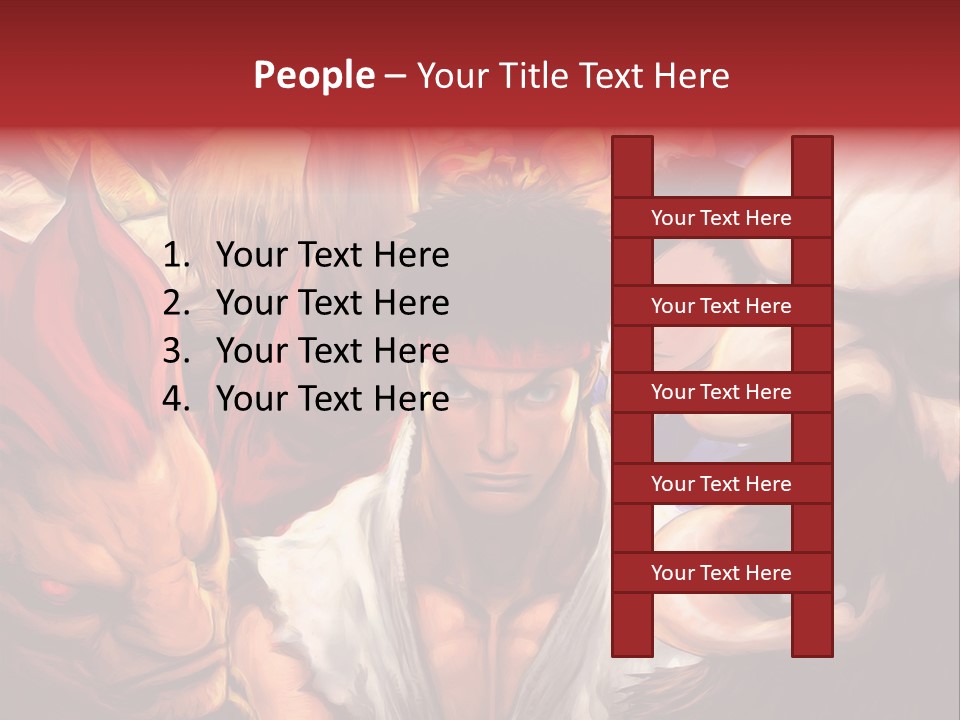 A Group Of Anime Characters With A Red Background PowerPoint Template