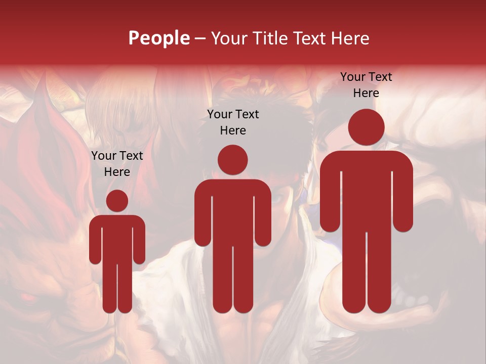 A Group Of Anime Characters With A Red Background PowerPoint Template
