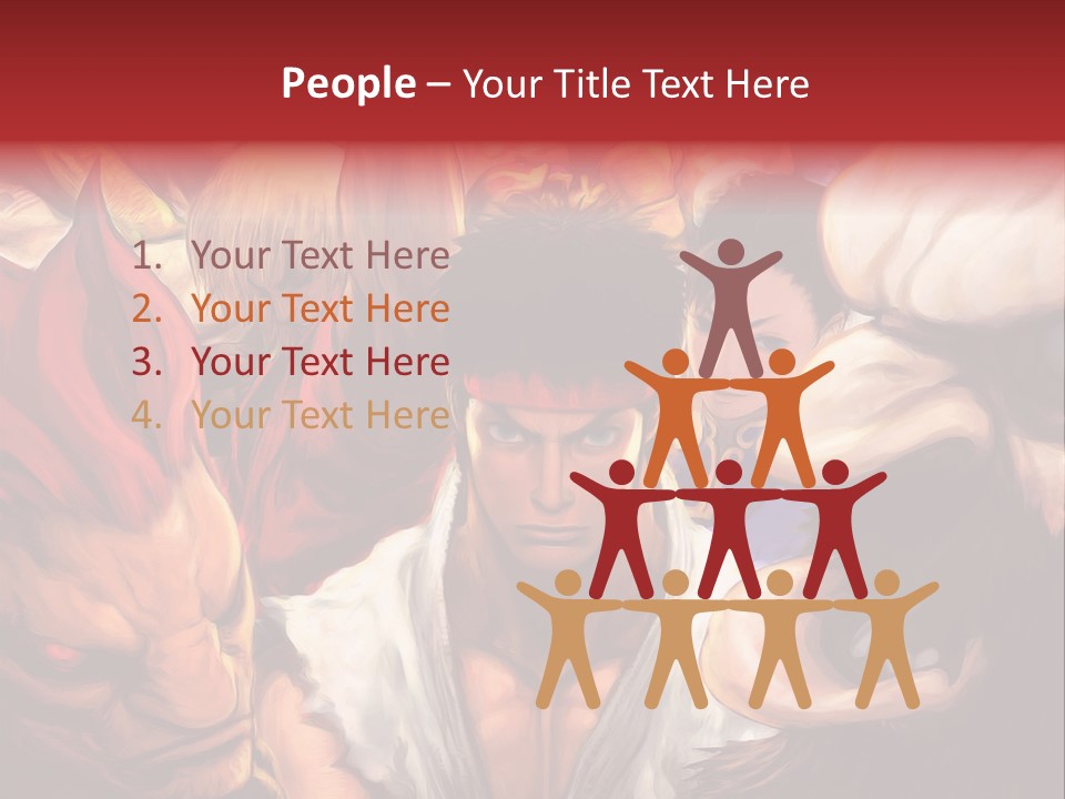 A Group Of Anime Characters With A Red Background PowerPoint Template
