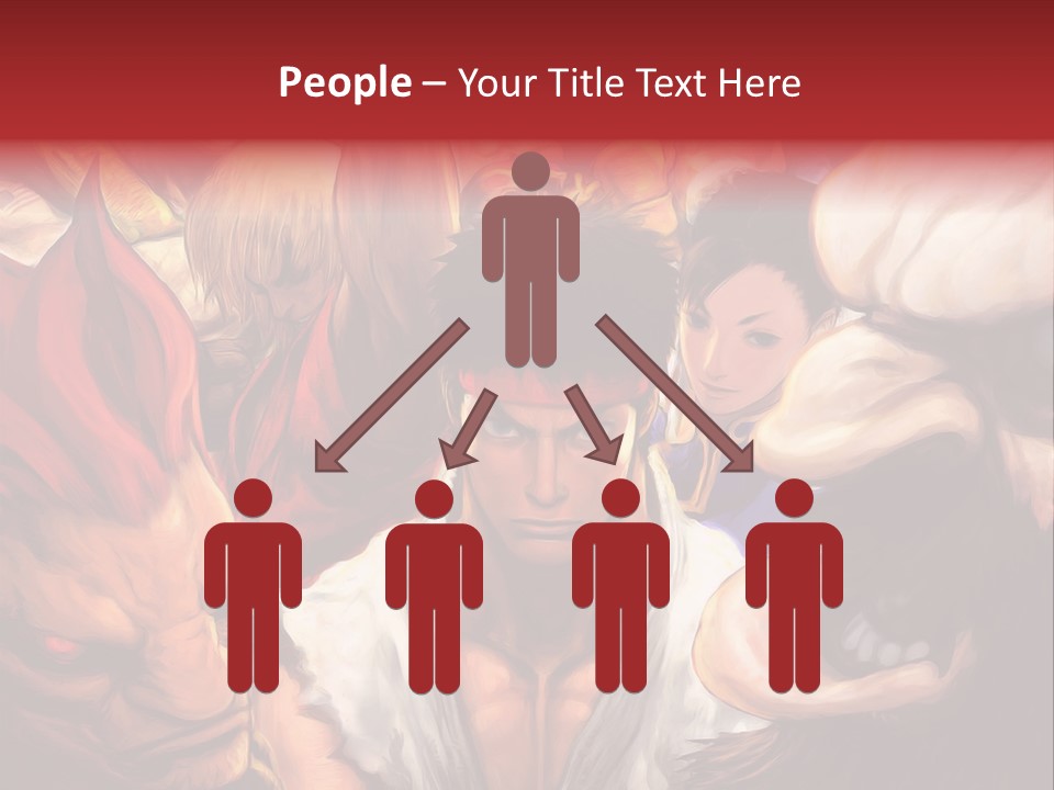 A Group Of Anime Characters With A Red Background PowerPoint Template