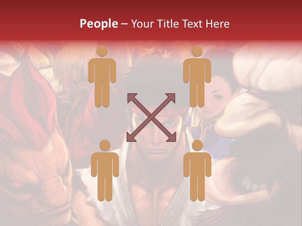 A Group Of Anime Characters With A Red Background PowerPoint Template