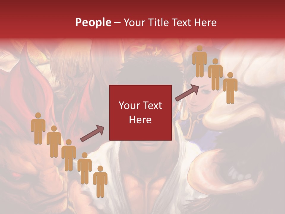 A Group Of Anime Characters With A Red Background PowerPoint Template