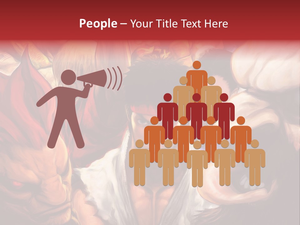 A Group Of Anime Characters With A Red Background PowerPoint Template