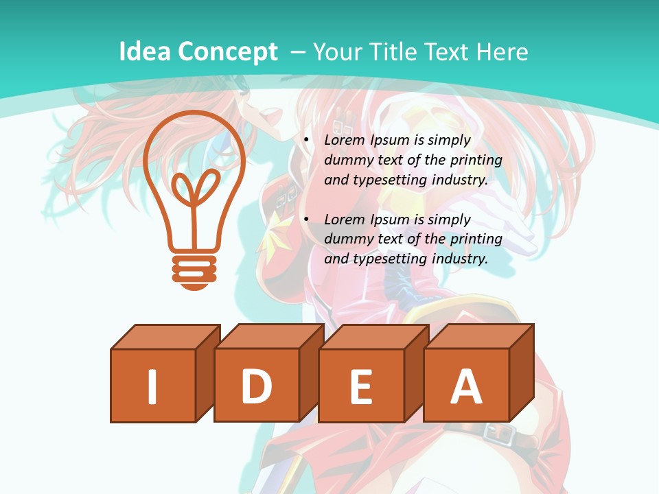 A Girl In A Red Dress With A Blue Background PowerPoint Template