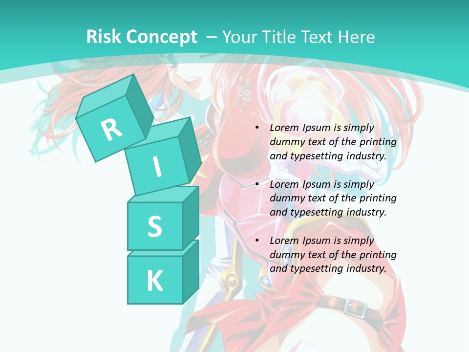 A Girl In A Red Dress With A Blue Background PowerPoint Template