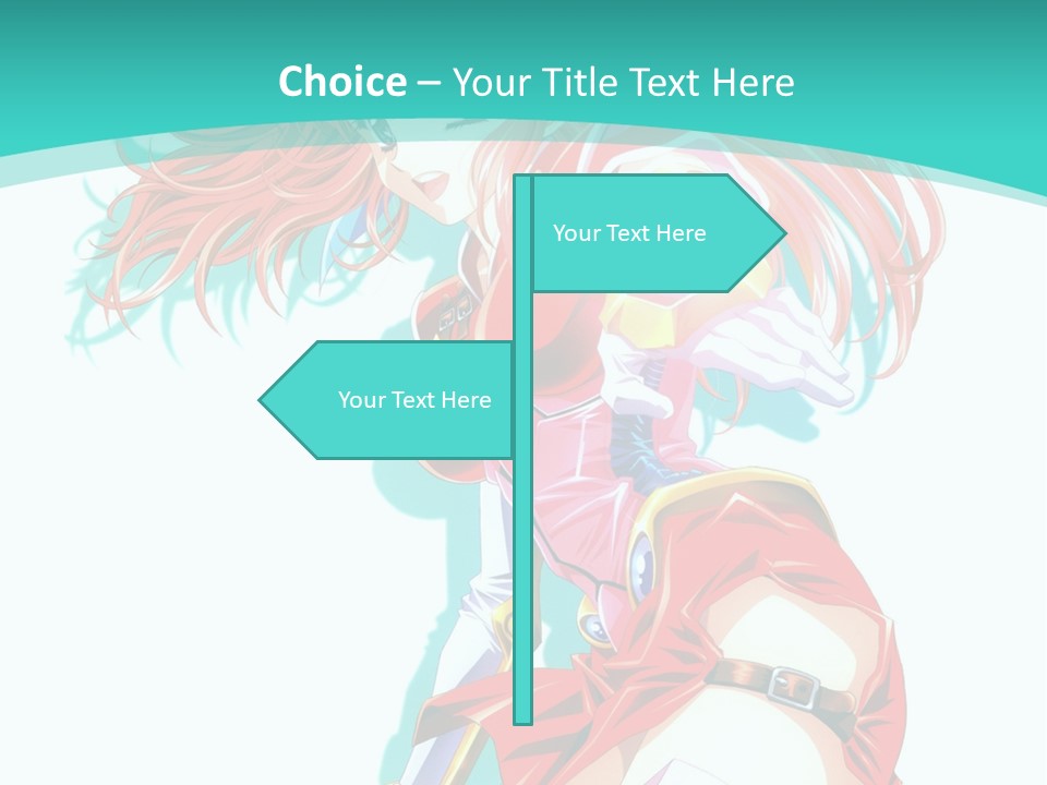 A Girl In A Red Dress With A Blue Background PowerPoint Template