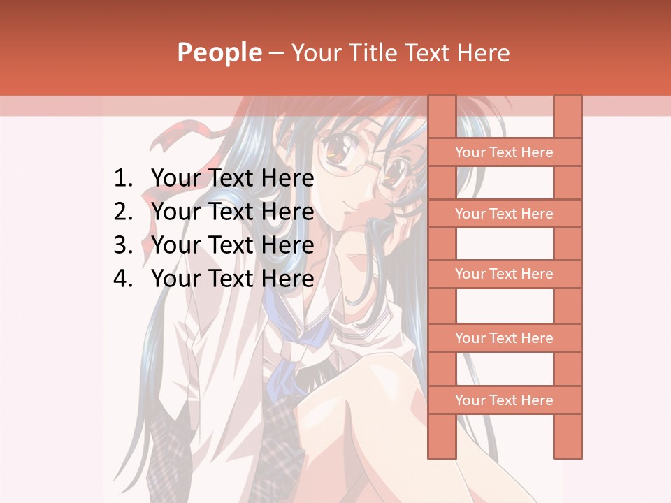 A Woman With Blue Hair Is Sitting Down PowerPoint Template