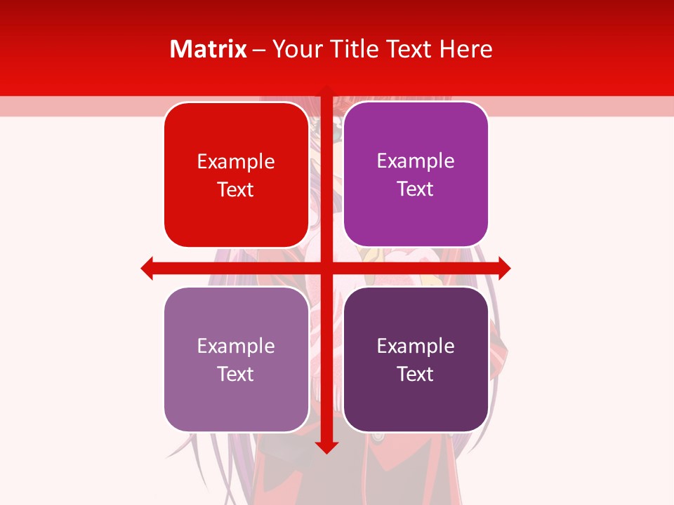 A Girl With Purple Hair And A White Hat Is Standing In Front Of A Red PowerPoint Template
