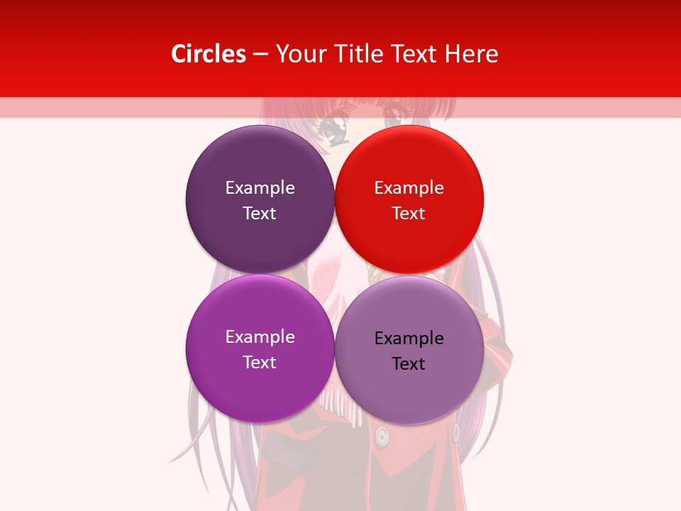 A Girl With Purple Hair And A White Hat Is Standing In Front Of A Red PowerPoint Template