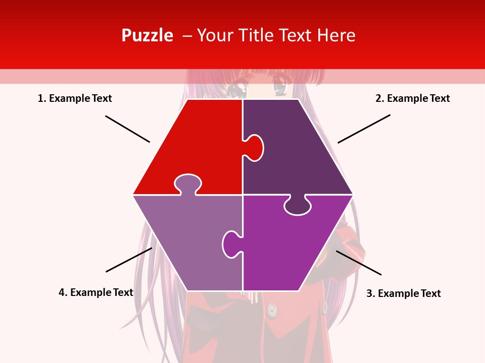 A Girl With Purple Hair And A White Hat Is Standing In Front Of A Red PowerPoint Template