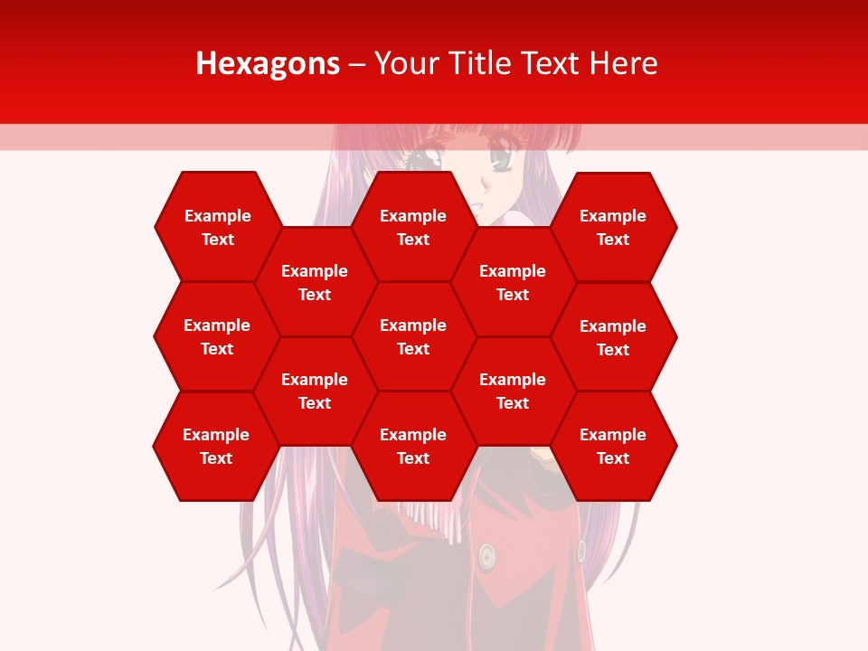 A Girl With Purple Hair And A White Hat Is Standing In Front Of A Red PowerPoint Template