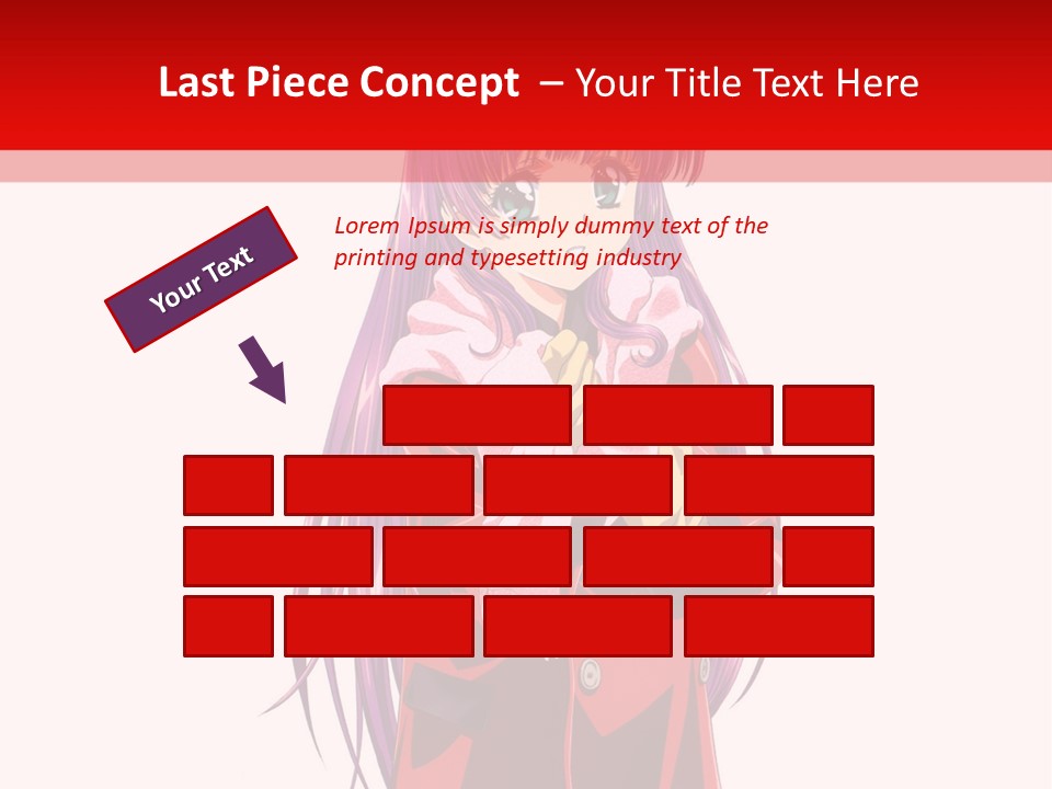 A Girl With Purple Hair And A White Hat Is Standing In Front Of A Red PowerPoint Template