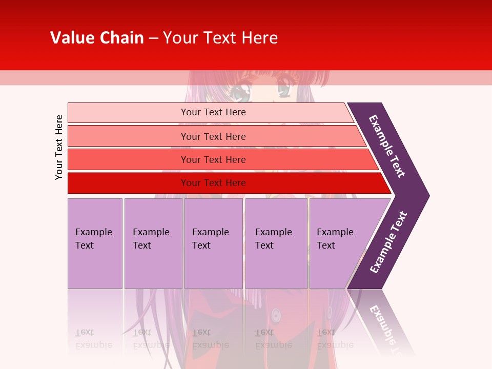 A Girl With Purple Hair And A White Hat Is Standing In Front Of A Red PowerPoint Template