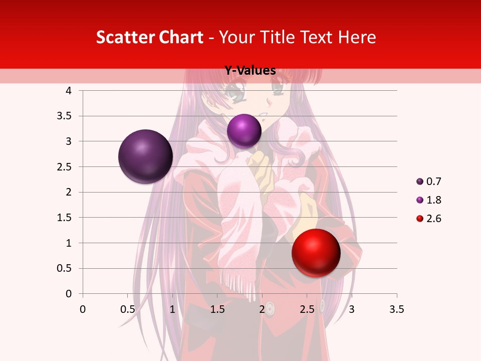 A Girl With Purple Hair And A White Hat Is Standing In Front Of A Red PowerPoint Template