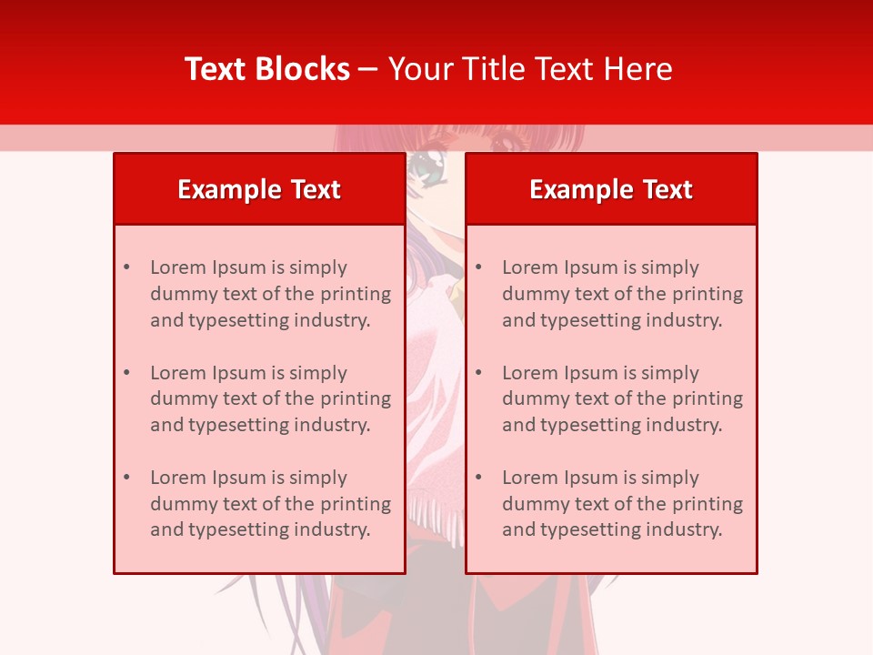 A Girl With Purple Hair And A White Hat Is Standing In Front Of A Red PowerPoint Template