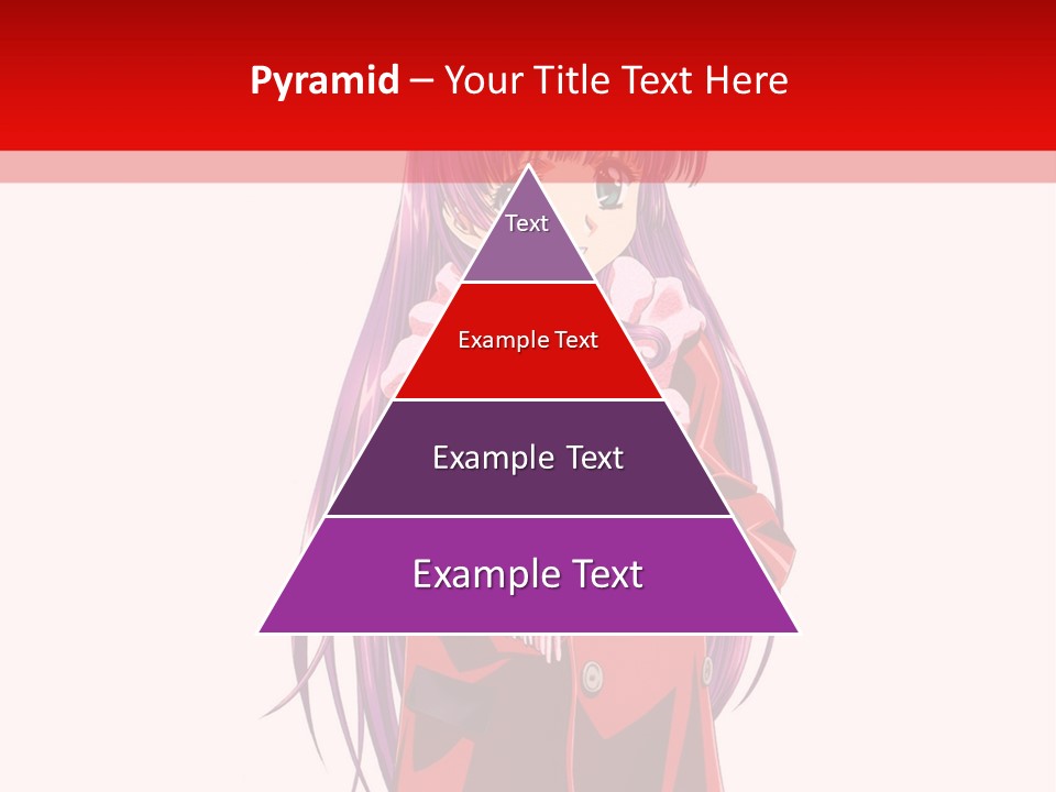 A Girl With Purple Hair And A White Hat Is Standing In Front Of A Red PowerPoint Template
