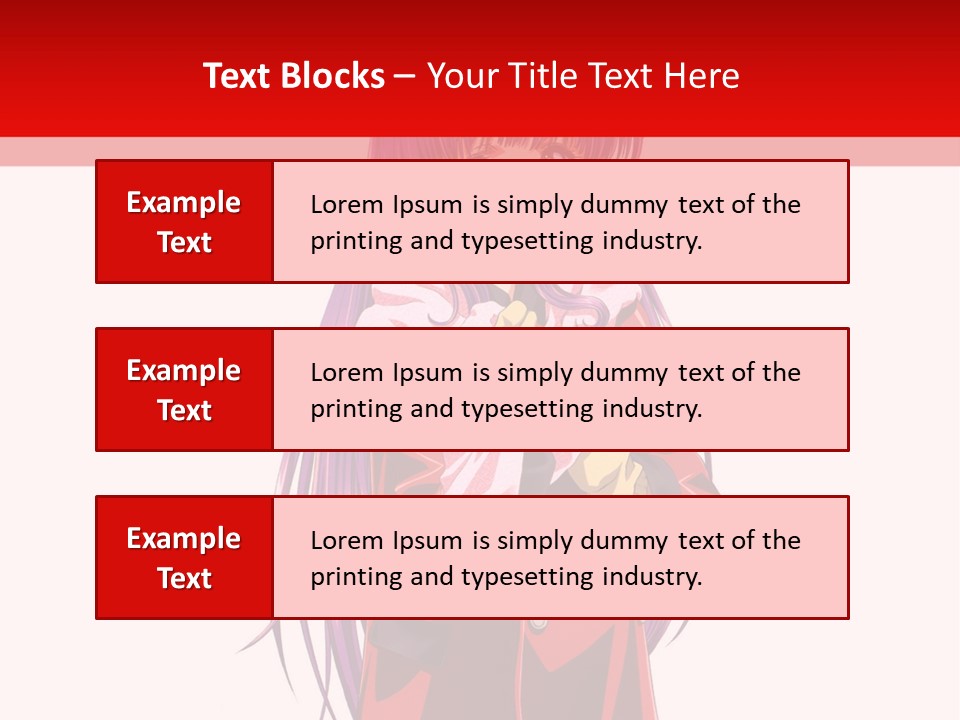 A Girl With Purple Hair And A White Hat Is Standing In Front Of A Red PowerPoint Template