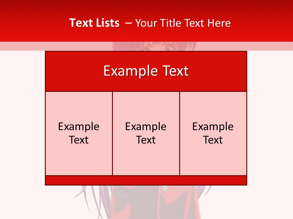 A Girl With Purple Hair And A White Hat Is Standing In Front Of A Red PowerPoint Template