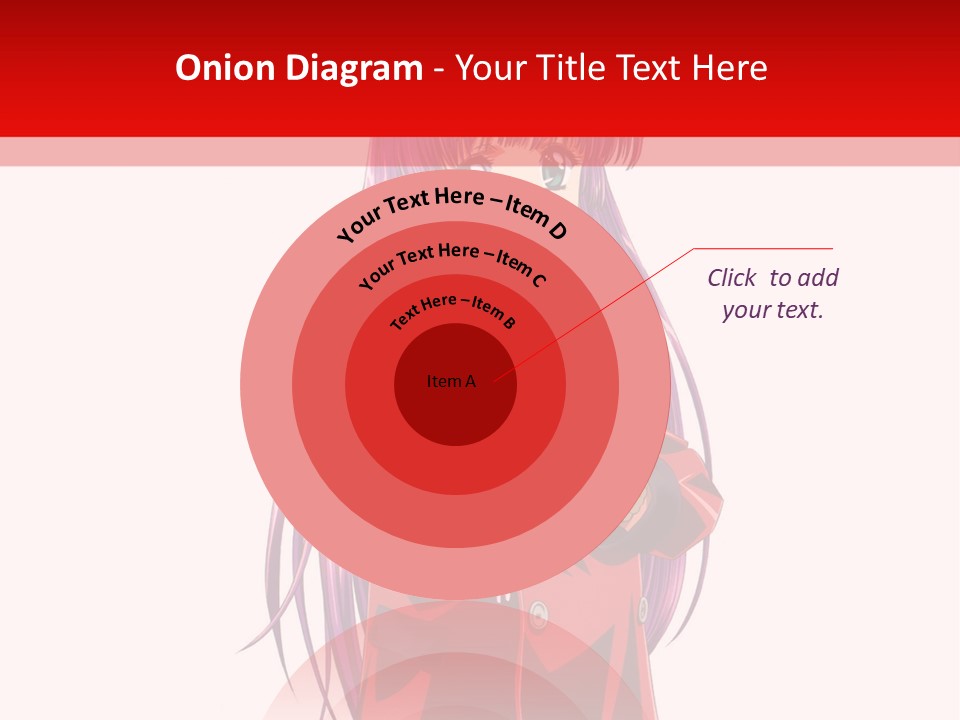 A Girl With Purple Hair And A White Hat Is Standing In Front Of A Red PowerPoint Template