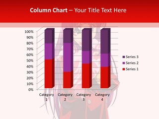 A Girl With Purple Hair And A White Hat Is Standing In Front Of A Red PowerPoint Template