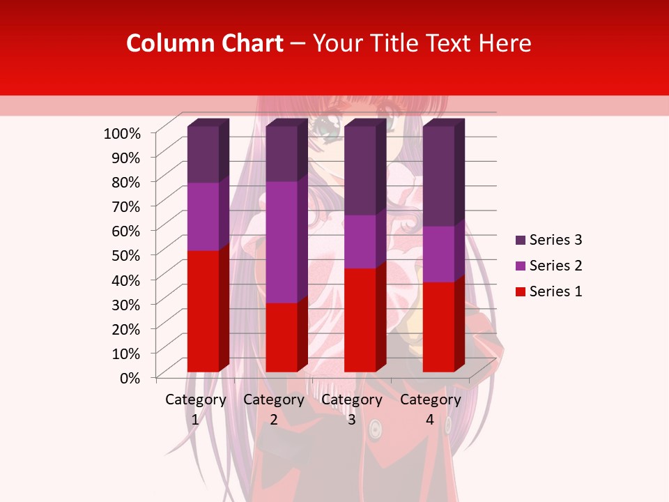 A Girl With Purple Hair And A White Hat Is Standing In Front Of A Red PowerPoint Template