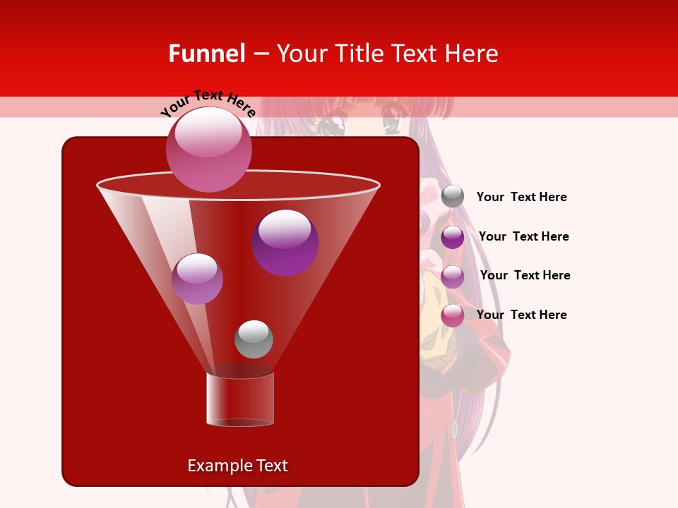 A Girl With Purple Hair And A White Hat Is Standing In Front Of A Red PowerPoint Template