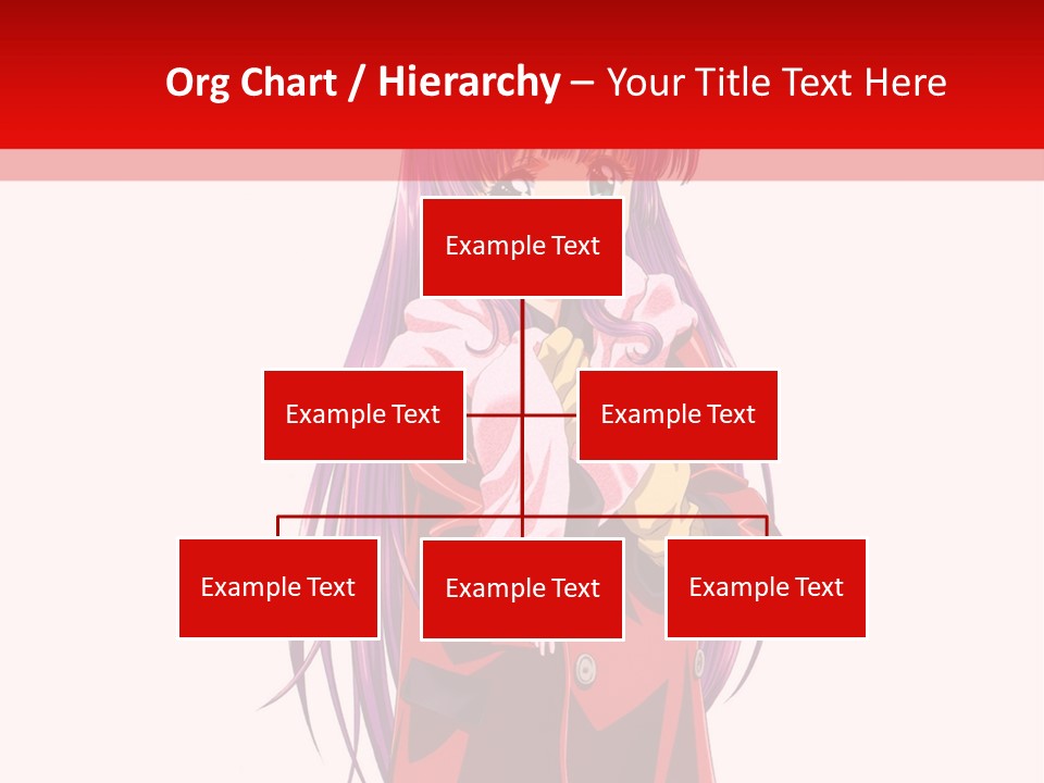 A Girl With Purple Hair And A White Hat Is Standing In Front Of A Red PowerPoint Template