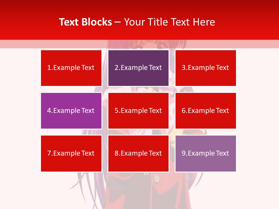 A Girl With Purple Hair And A White Hat Is Standing In Front Of A Red PowerPoint Template