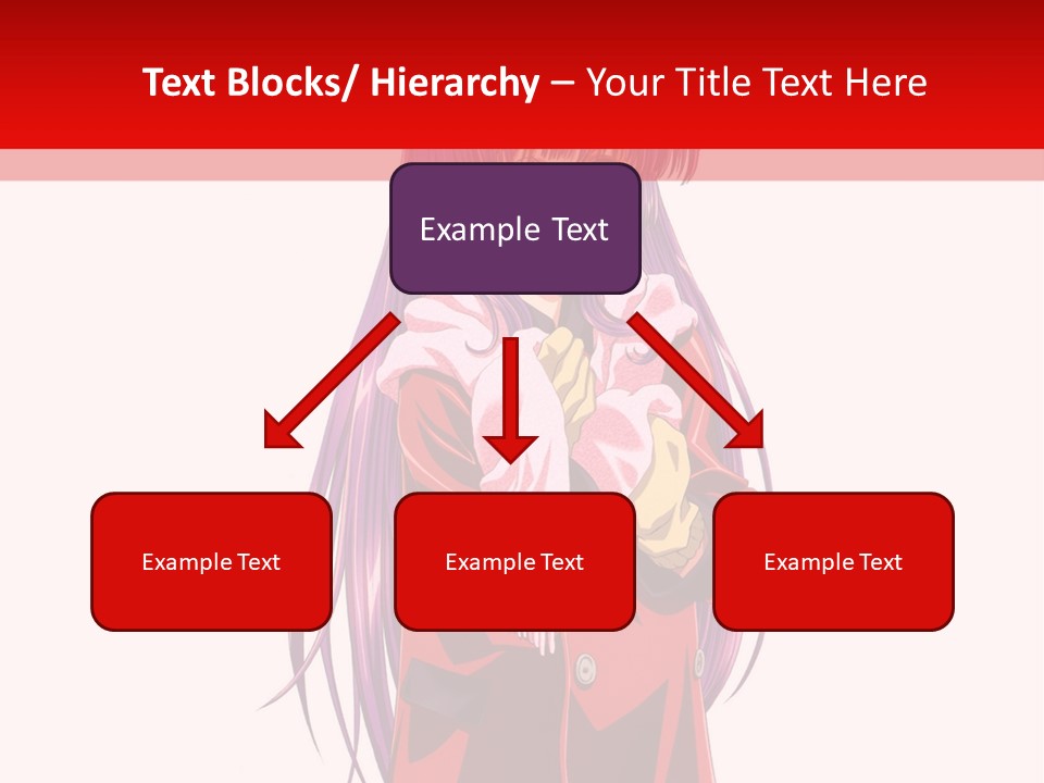 A Girl With Purple Hair And A White Hat Is Standing In Front Of A Red PowerPoint Template