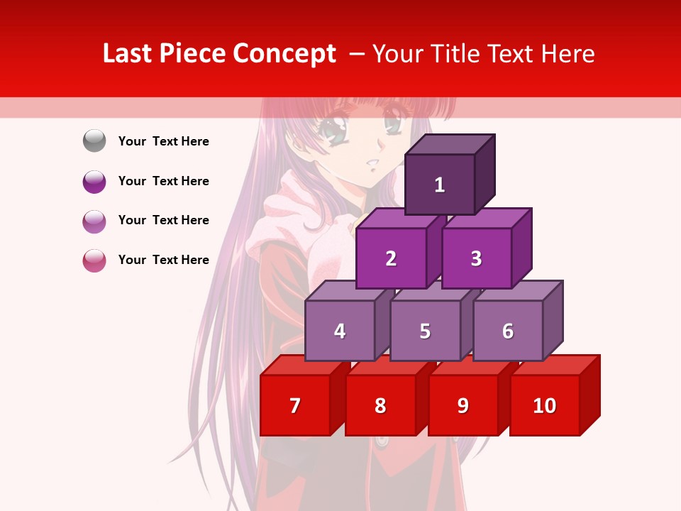 A Girl With Purple Hair And A White Hat Is Standing In Front Of A Red PowerPoint Template