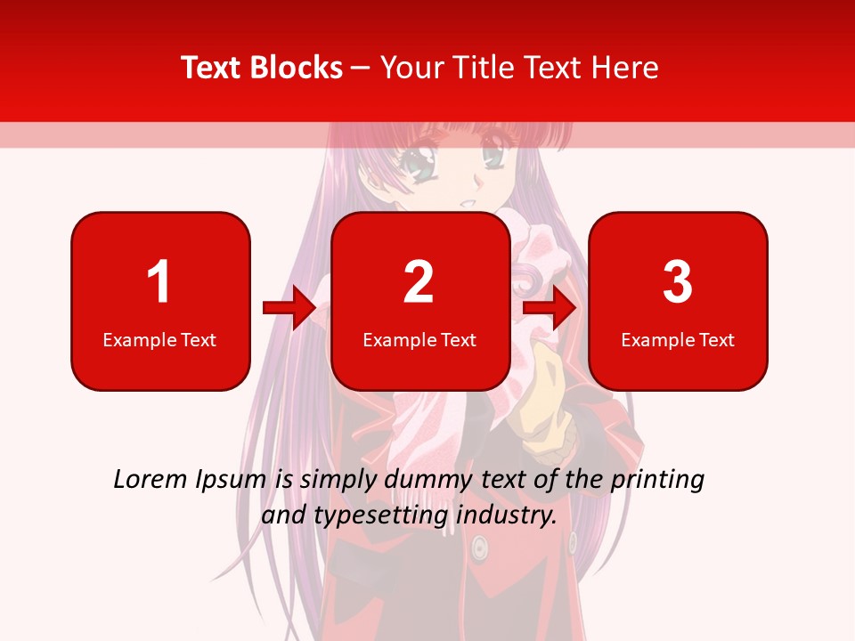 A Girl With Purple Hair And A White Hat Is Standing In Front Of A Red PowerPoint Template