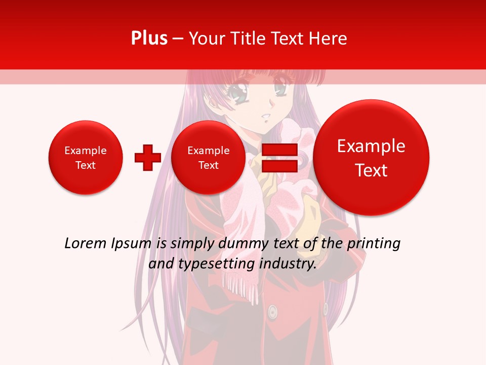 A Girl With Purple Hair And A White Hat Is Standing In Front Of A Red PowerPoint Template