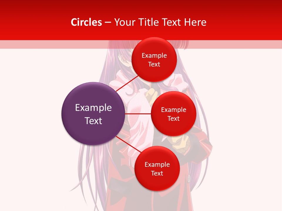 A Girl With Purple Hair And A White Hat Is Standing In Front Of A Red PowerPoint Template