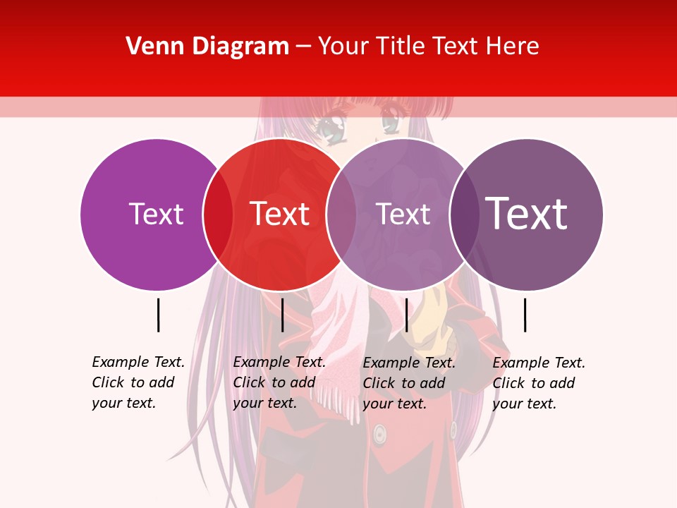 A Girl With Purple Hair And A White Hat Is Standing In Front Of A Red PowerPoint Template