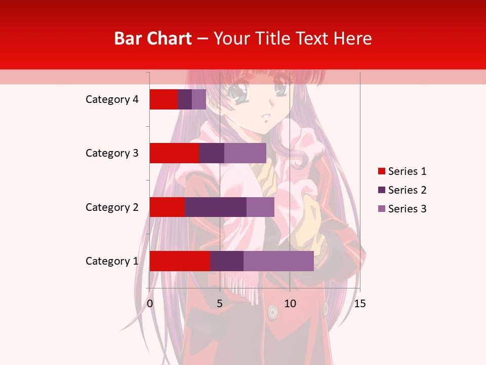 A Girl With Purple Hair And A White Hat Is Standing In Front Of A Red PowerPoint Template