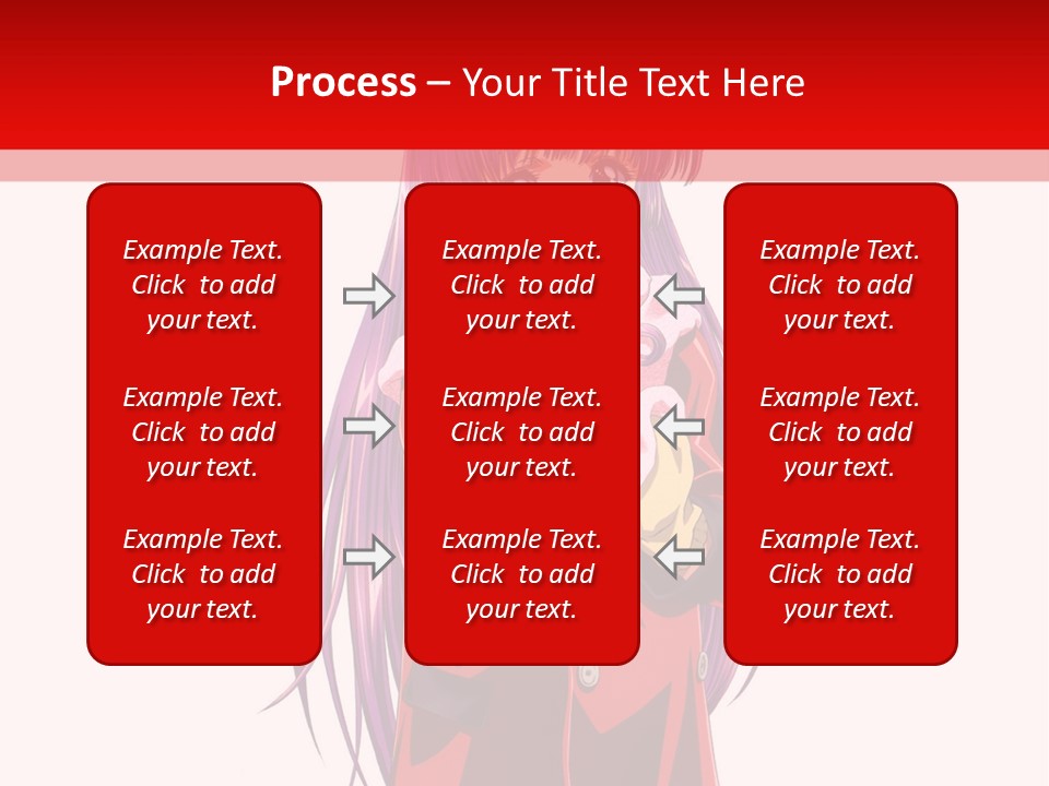 A Girl With Purple Hair And A White Hat Is Standing In Front Of A Red PowerPoint Template