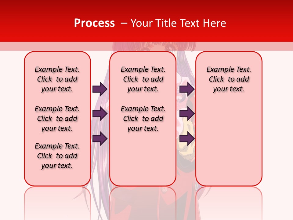 A Girl With Purple Hair And A White Hat Is Standing In Front Of A Red PowerPoint Template