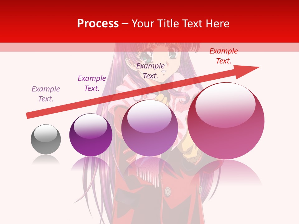 A Girl With Purple Hair And A White Hat Is Standing In Front Of A Red PowerPoint Template