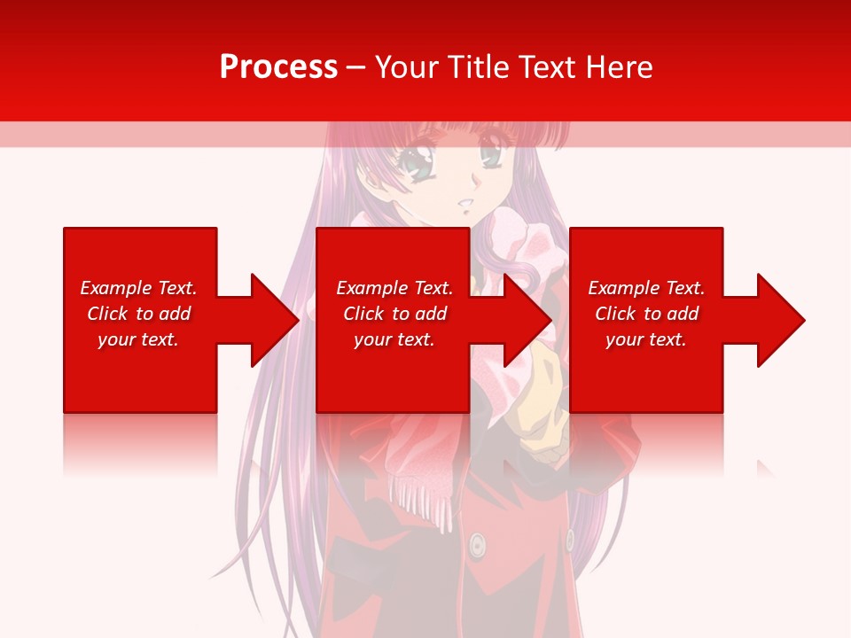 A Girl With Purple Hair And A White Hat Is Standing In Front Of A Red PowerPoint Template