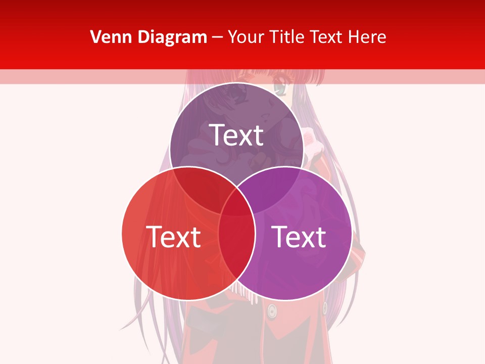A Girl With Purple Hair And A White Hat Is Standing In Front Of A Red PowerPoint Template