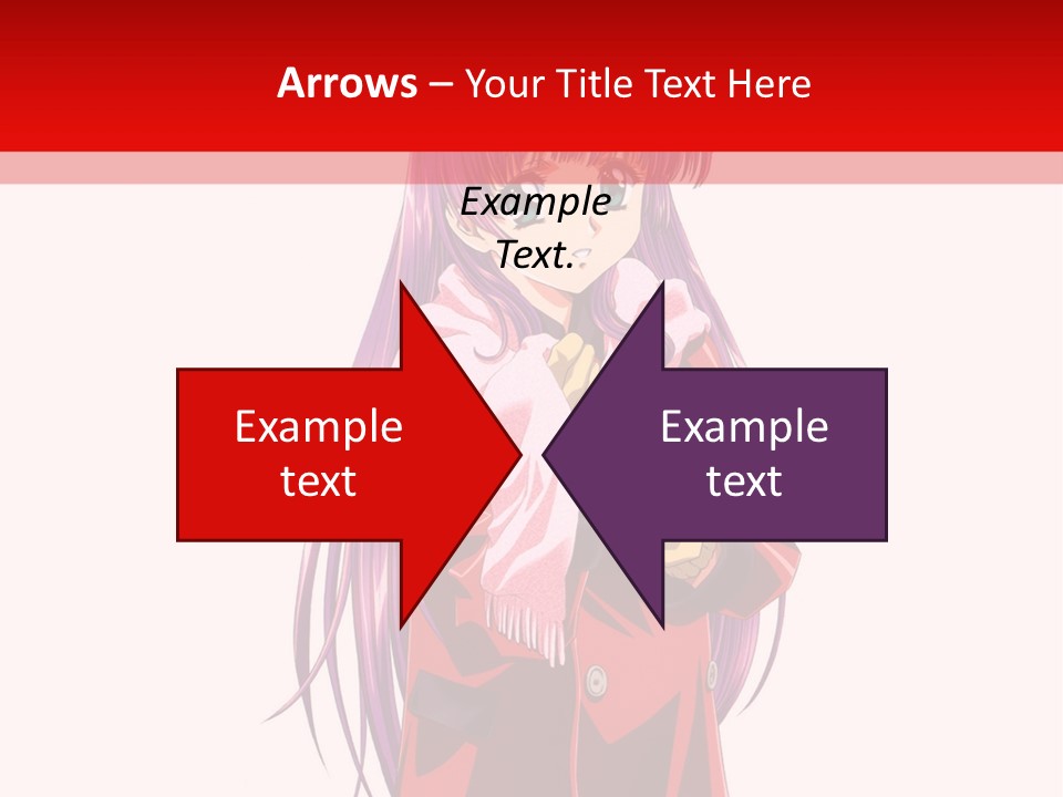A Girl With Purple Hair And A White Hat Is Standing In Front Of A Red PowerPoint Template