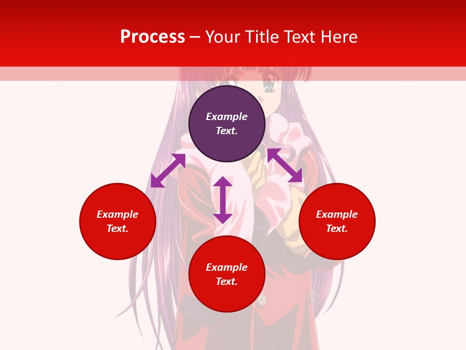 A Girl With Purple Hair And A White Hat Is Standing In Front Of A Red PowerPoint Template