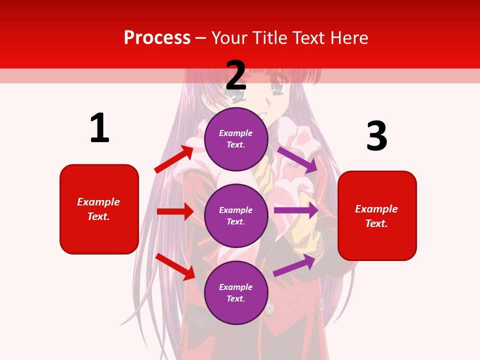 A Girl With Purple Hair And A White Hat Is Standing In Front Of A Red PowerPoint Template