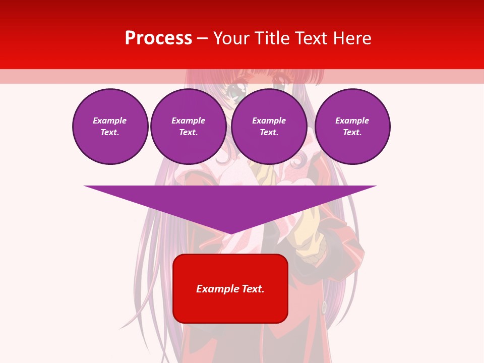 A Girl With Purple Hair And A White Hat Is Standing In Front Of A Red PowerPoint Template