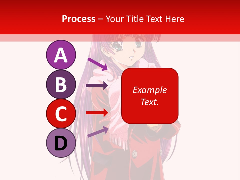 A Girl With Purple Hair And A White Hat Is Standing In Front Of A Red PowerPoint Template